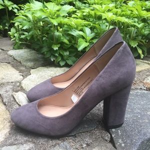 Grey Suede Chunky Heels